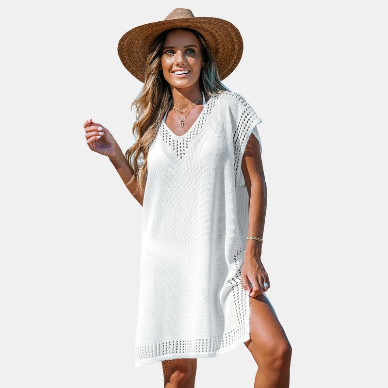 Women's White Cut-Out Knit Cover-Up Dress - Cupshe, 1 of 7