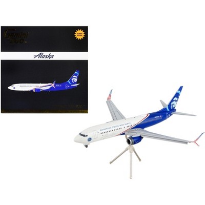 Boeing 737-800 Commercial Aircraft with Flaps Down "Alaska Airlines" White and Blue 1/200 Diecast Model Airplane by GeminiJets
