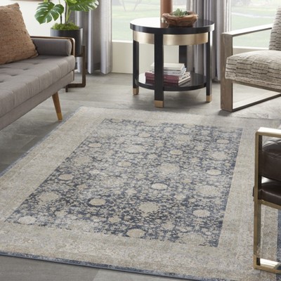 Ivory Floral Elegance 5' x 7' Synthetic Easy-Care Rug