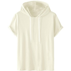 INSPIRE CHIC Men's Casual Short Sleeve Solid Color Drawstring Hooded T Shirts - 1 of 4