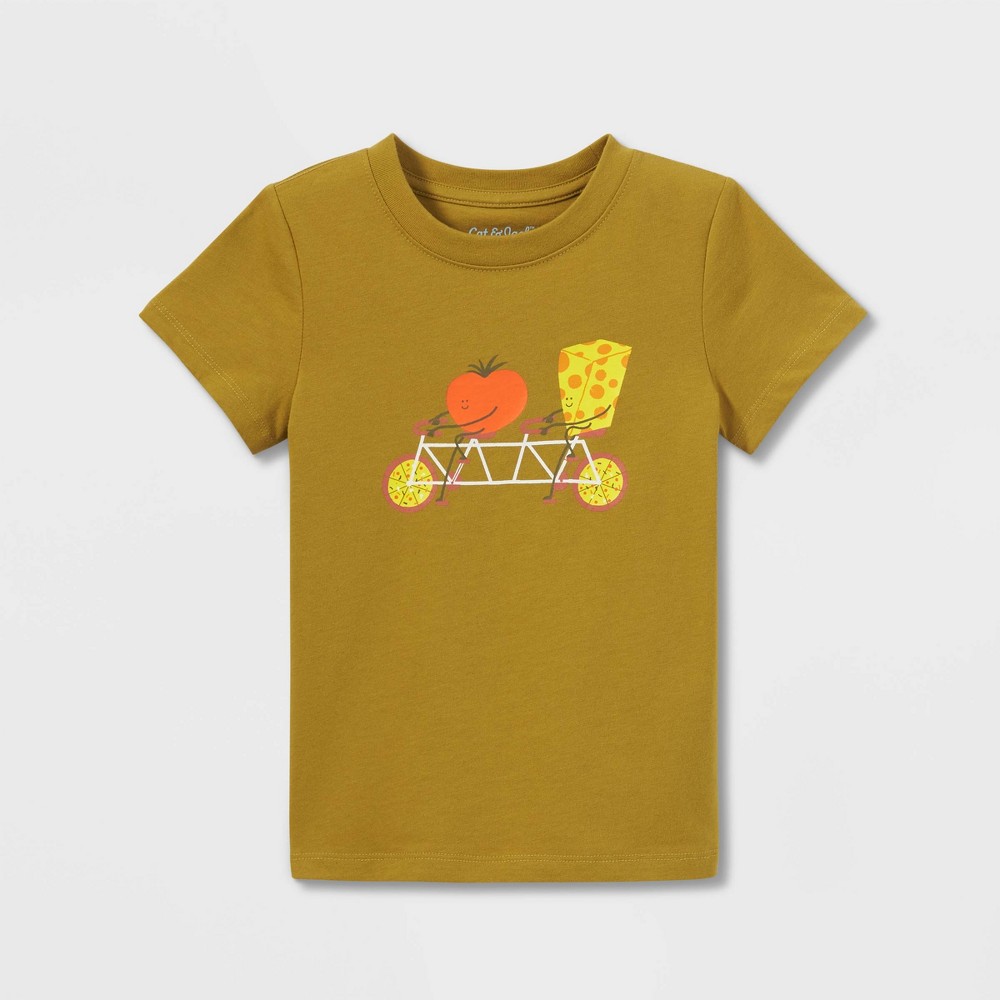 Toddler Boys' Pizza Bike Short Sleeve Graphic T-Shirt - Cat & Jack Olive Green 18M
