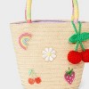Girls' Paper Straw Tote Handbag - Cat & Jack™ Off-White: Double Handle, Fruit & Rainbow Pattern - 4 of 4