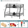 VINGLI Twin Over Full Bunk Bed for Kids/Adults with Stairs Flat Rungs, Heavy Duty Metal Slats, No Box Spring Needed, Black - 2 of 4