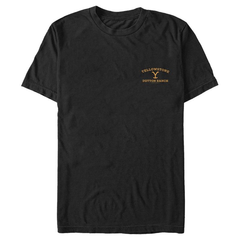 Men's Yellowstone Small Yellow Pocket Dutton Ranch Brand T-Shirt, 1 of 6