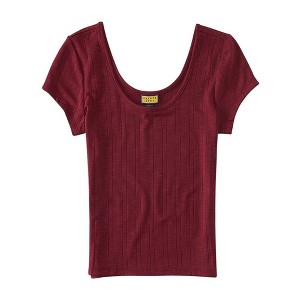 Aeropostale Womens Cropped Basic T-Shirt, Red, X-Small - 1 of 1