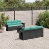 vidaXL 7 Piece Garden Sofa Set with Cushions Black and Blue Poly Rattan - 2 of 4