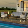 XINGHANZHENXUAN Blue 4-Piece Patio Dining Set, Rust-Resistant Outdoor Furniture with Comfortable Seating and Modern Design - 3 of 4