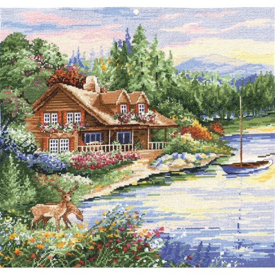 Swiss Chalet Counted Cross Stitch Kit 15"X10.5" 14 Count 499993818219