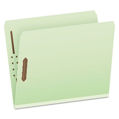 Pendaflex Heavy-Duty Pressboard Folders with Embossed Fasteners, Straight Tabs, 2" Expansion, 2 Fasteners, Letter Size, Green, 25/Box