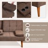 Futon Sofa Bed-Leather Small Futon Couch, Futon Lounge Sofa, Futon Convertible with Cup Holder - 4 of 4