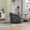 CAVINAS Swivel Fabric Accent Chair with 360 Degree Rotation, Upholstered Barrel Armchair with Metal Base and Removable Back Pillow - 3 of 4