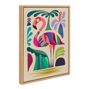 Kate & Laurel All Things Decor 18"x24" Sylvie MCM Flamingo Wall Art by Rachel Lee Natural: Rachel Lee, Playful Decor, Framed Canvas - 1 of 4