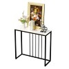 Non-porous Glossy Sintered Stone Console Table Hallway Storage Table Black Frame - 4 of 4