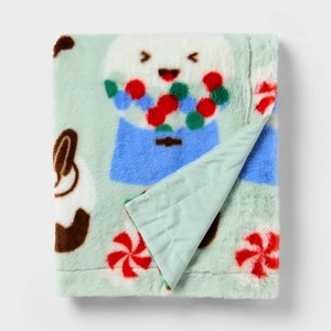 50"x60" Holiday Treats Fuzzy Kids' Throw Blanket Mint Green - Pillowfort™ - 1 of 3