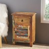 KWPZQEB Farmhouse Nightstand, Boho Side Table with Drawer, Louvered Design Door & Decorative Latches, Night Stand for Bedroom, Living Room - 4 of 4