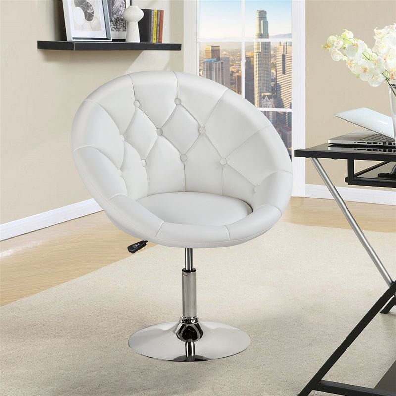 Yaheetech Height Adjustable Swivel Upholstered Round Accent Chair Barrel Chair, 3 of 10