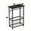 FONTOI Wood End Table with With Ornate Scroll Designs&Removable Bar, Side Table with Bottom Basket&Non-marking Feet, Brown, 14.6"*21.3"*7.9" - 3 of 4
