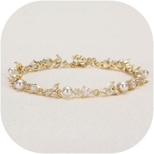 Crysdue Wedding Bridal Link Bracelet for Brides Bridesmaids, Marquise Cubic Zirconia Tennis Bracelets for Women Prom Jewelry - 1 of 4