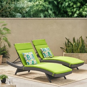 Christopher Knight Home Olivia Rattan Adjustable Gray Chaise Lounges with Cushion(Set of 2) - 1 of 4