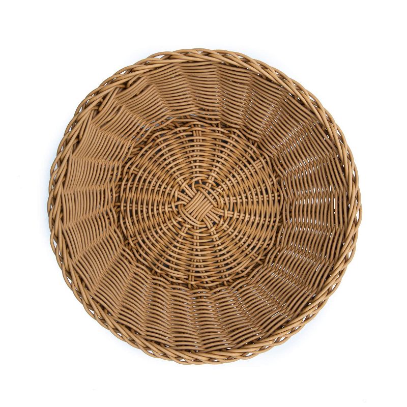 KOVOT Set of 2 Wicker Round Baskets - 10.5"D x 4"H Woven Polypropylene Basket – For Bread, Food Display and Serving – Snack Organizer Basket, 3 of 6