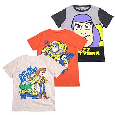 Disney Boy's 3-pack Buzz Lightyear Toy Story Graphic Tees, Beige, Size ...