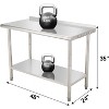 48"x24" Stainless Steel Prep Table w/ Undershelf & Wheels - Heavy-Duty Commercial Worktable for Kitchens - 2 of 4