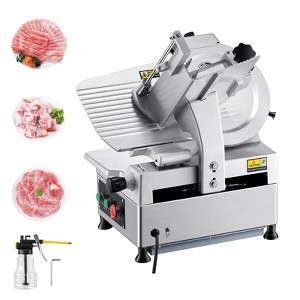 VEVOR Automatic Meat Slicer, 180W + 370W Deli Slicer with a 12 inch Premium 65Mn Blade, 0-0.3 inch Adjustable Thickness, Silver - 1 of 4