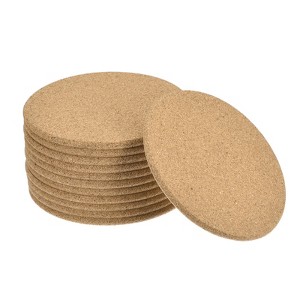 Unique Bargains Thick Cork Round Edge Coasters Wood Color - 1 of 4