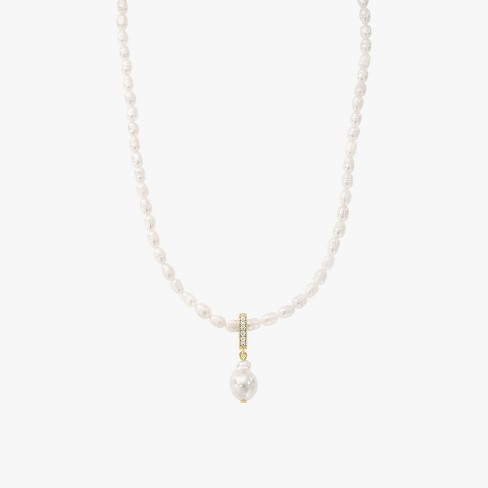 Bearfruit Jewelry Nacre Cultured Pearl Necklace with Teardrop Shaped Charm Pendant - image 1 of 1