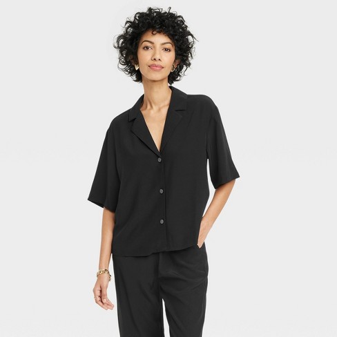 Women's Short Sleeve Button-down Camp Shirt - A New Day™ : Target