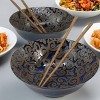 BIA Cordon Bleu Set of 2 8" Ellyn Dining Bowls Blue with Jichimu Wood Chopsticks - 2 of 4