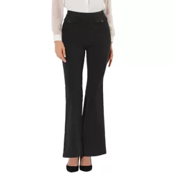 Allegra K Women's Business Elegant High Waist Stretch Flare Pants Work Trousers Black X-Large