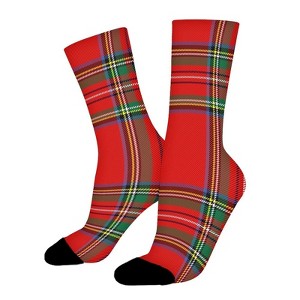 Scottish Plaid Women Printed Crew Socks Funny Funky Socks Soft Polyester Novelty Gifts for Artists Men - 1 of 1