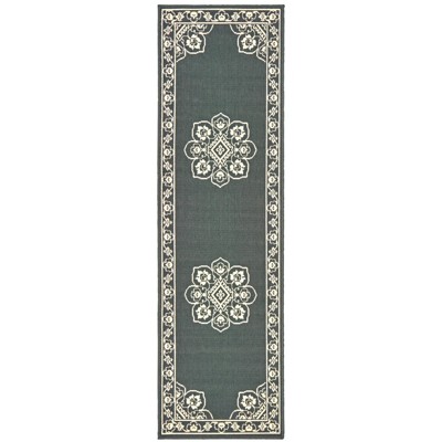 Oriental Weavers Marina 7764E Grey/ Ivory Indoor/Outdoor Area Rug - 2'3" x 7'6"