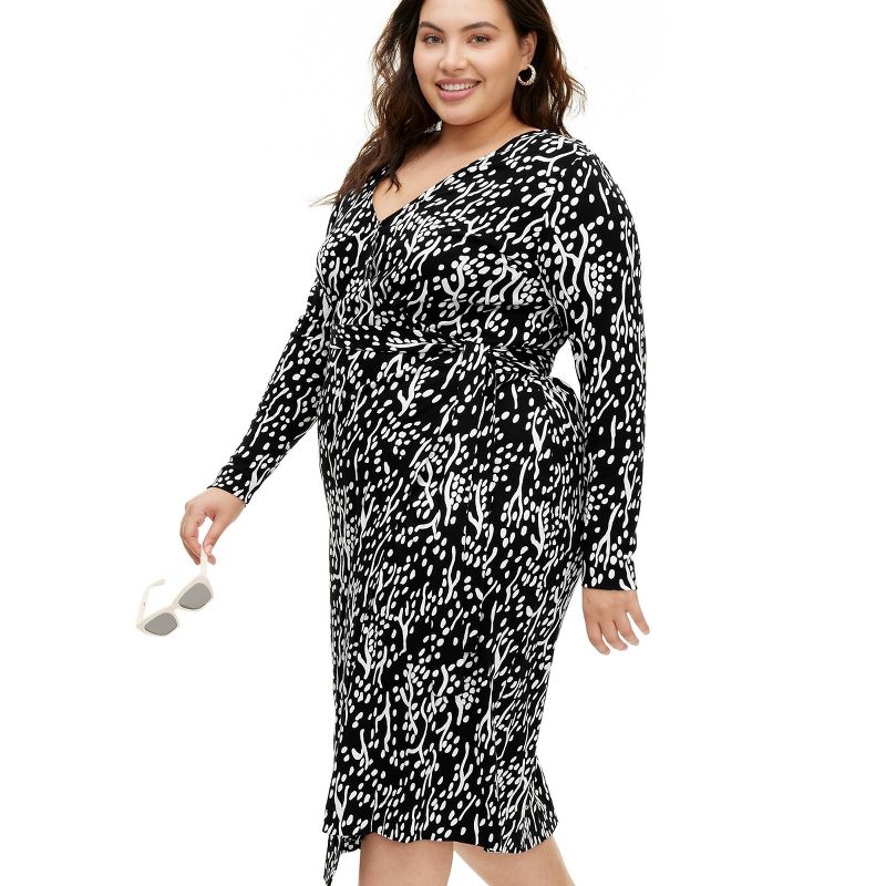 Women's Long Sleeve Midi Sea Spots Black Wrap Dress - DVF for Target, 5 of 10