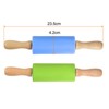 Unique Bargains Silicone Smooth Non-Stick Wooden Handle Kitchen Rolling Pin 2 Pcs - 2 of 4