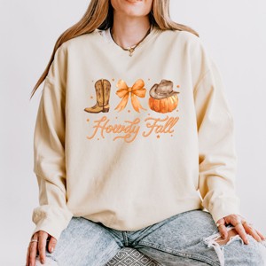 Simply Sage Market Coquette Howdy Fall Lightweight Garment Dyed Sweatshirt - 1 of 4
