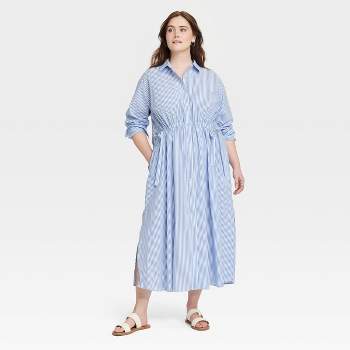 Women's Long Sleeve Cinch Waist Maxi Shirtdress - Universal Thread™