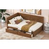 DOMETOUR Twin Size Wood Daybed with 2 Drawers and Rustic Guardrail, Ancient Brown - 4 of 4