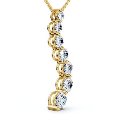 Pompeii3 F/VS 3Ct Diamond Journey Pendant Gold Women's Necklace Lab Created
