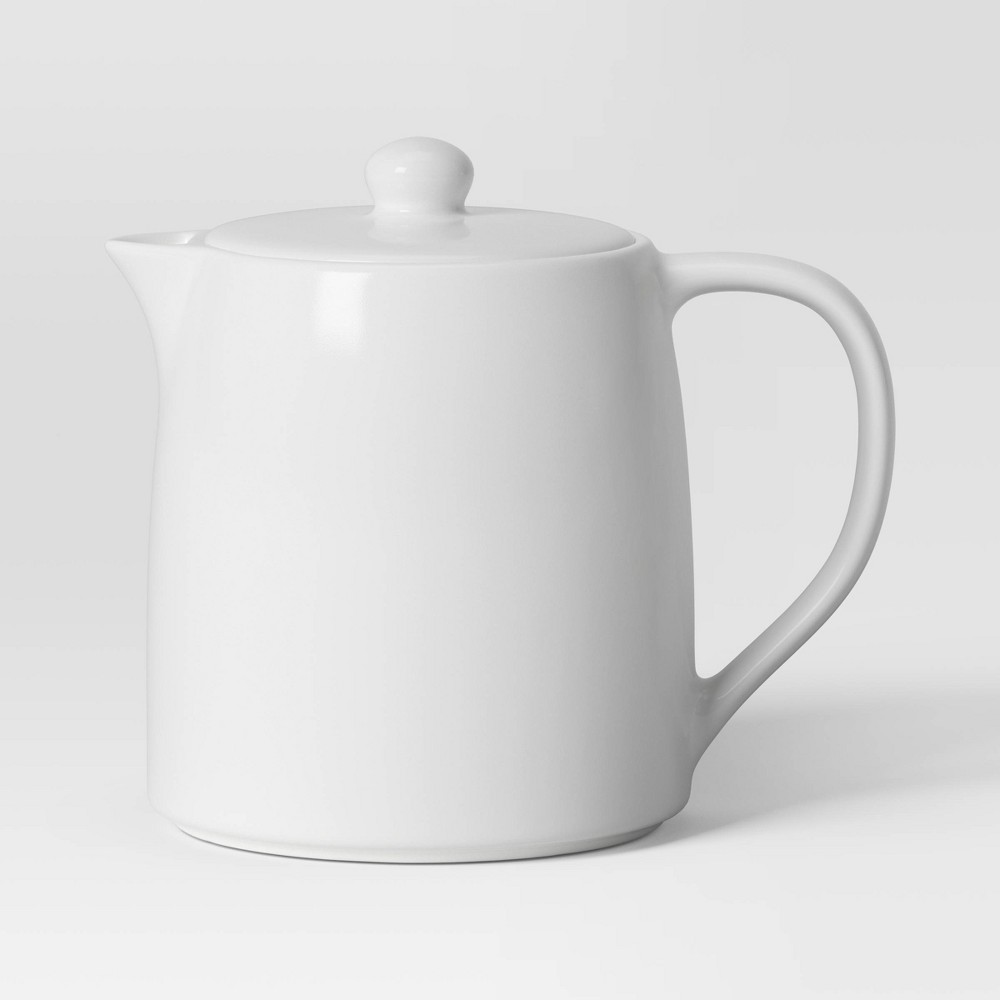 Photos - Tea Set Porcelain Tea Pot White - Threshold™: 50oz Capacity, Dishwasher & Microwave Safe, Porcelain Handle & Lid