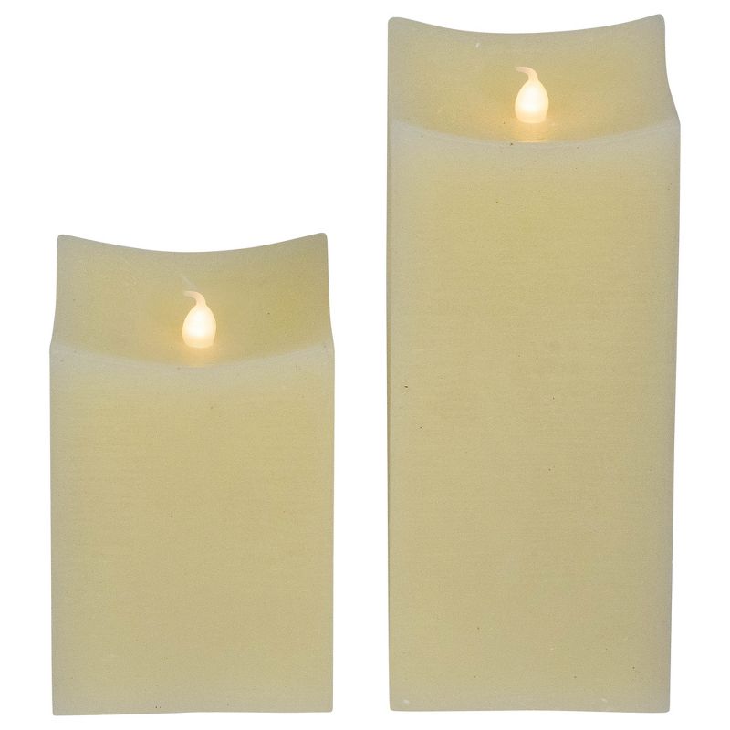 Northlight Set of 2 Cream Rectangular LED Flickering Flameless Wax Candles 8", 4 of 7