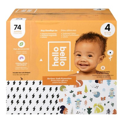 Image of Hello Bello Diapers Size 4 Lightning Bolt/Animal Design - 74 ct
