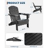 Folding Adirondack Chair - HDPE Outdoor All-Weather Fire Pit Chairs, Ergonomic Extended Backrest for Patio, Garden Pool, Backyard - 2 of 4