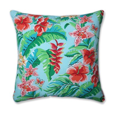 25" Tropical Paradise Floor Pillow Blue - Pillow Perfect