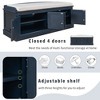 Multifunctional Storage Bench W/4 Doors, Adjustable Shelves, Shoe Bench With Removable Cushion, Entryway Ottoman Sitting Bench For Entryway, Bedroom - 4 of 4