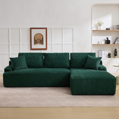 106" Cloud Sectional Couch Modern Modular L Shape Sofa with Chaise Deep Seat Comfy Fluffy Corduroy Upholstered Couches for Living Room Bedroom