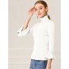 INSPIRE CHIC Women's Ruffle Sleeves Pullover Turtleneck Slim Fit Stretchy Knit Sweater - 2 of 4