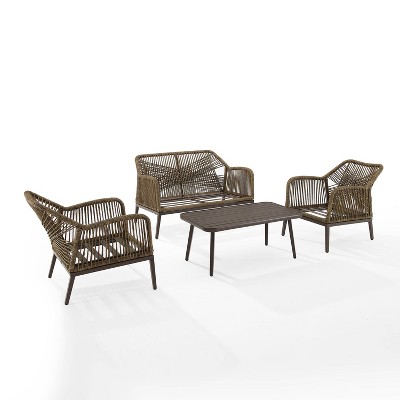 Haven 4-Piece Light Brown and Gray Outdoor Wicker Set