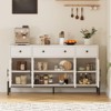 62" Sideboard Buffet Cabinet with 4 Acrylic Doors & 3 Drawers – Large Storage Cabinet with Adjustable Shelves - 3 of 4